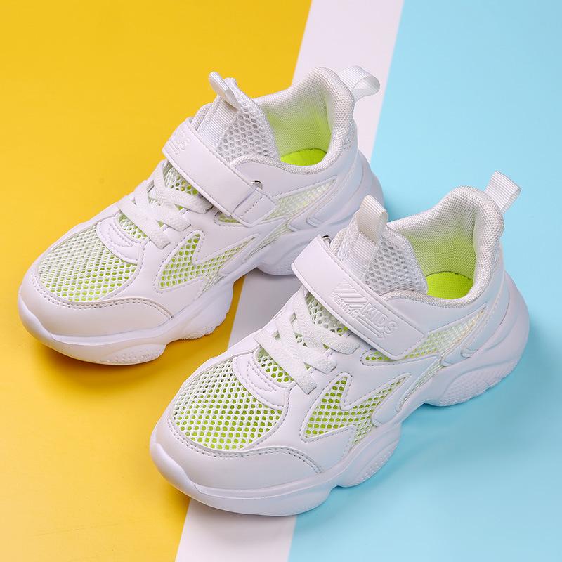 Boys Shoes 2025 Spring and Autumn New Middle and Large Children's Boys Net Shoes Little White Shoes Student Breathable Leather Sneakers