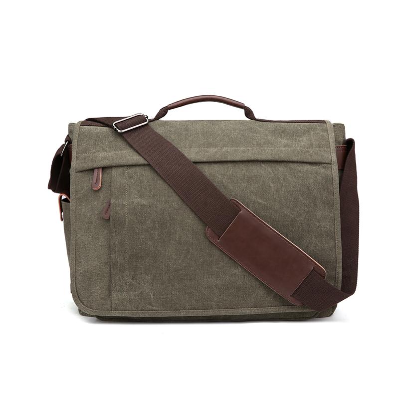 Men Canvas Shoulder Bag Casual Men Retro Zipper Laptop Bag Crossbody Outdoor Bags Mens Travel School Shoulder Bag