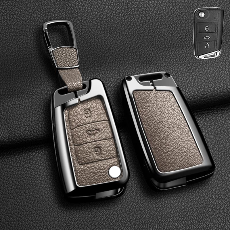 Zinc Alloy Leather Car Key Case For Volkswagen Tiguan Golf 7 Mk7 Mk2 For Seat Ateca Leon Fr 2 Ibizas Koda Octavia Kodiaq