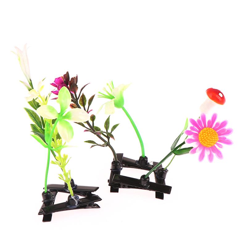 5 Stück Grasblumen-Haarspange Pflanzen-Haarspange Trendige Kleine Haarspange Für Mädchen Kinder Kreative Pflanzen-Kunststoff-Haarspange Damen Accessoire