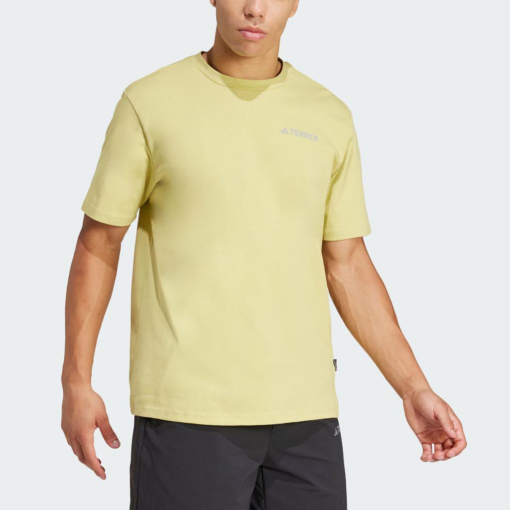Adidas Terrex Polygiene Graphic Loose Fit Crew Neck Short Sleeve T-Shirt Men Tops Light-Gold JI8329