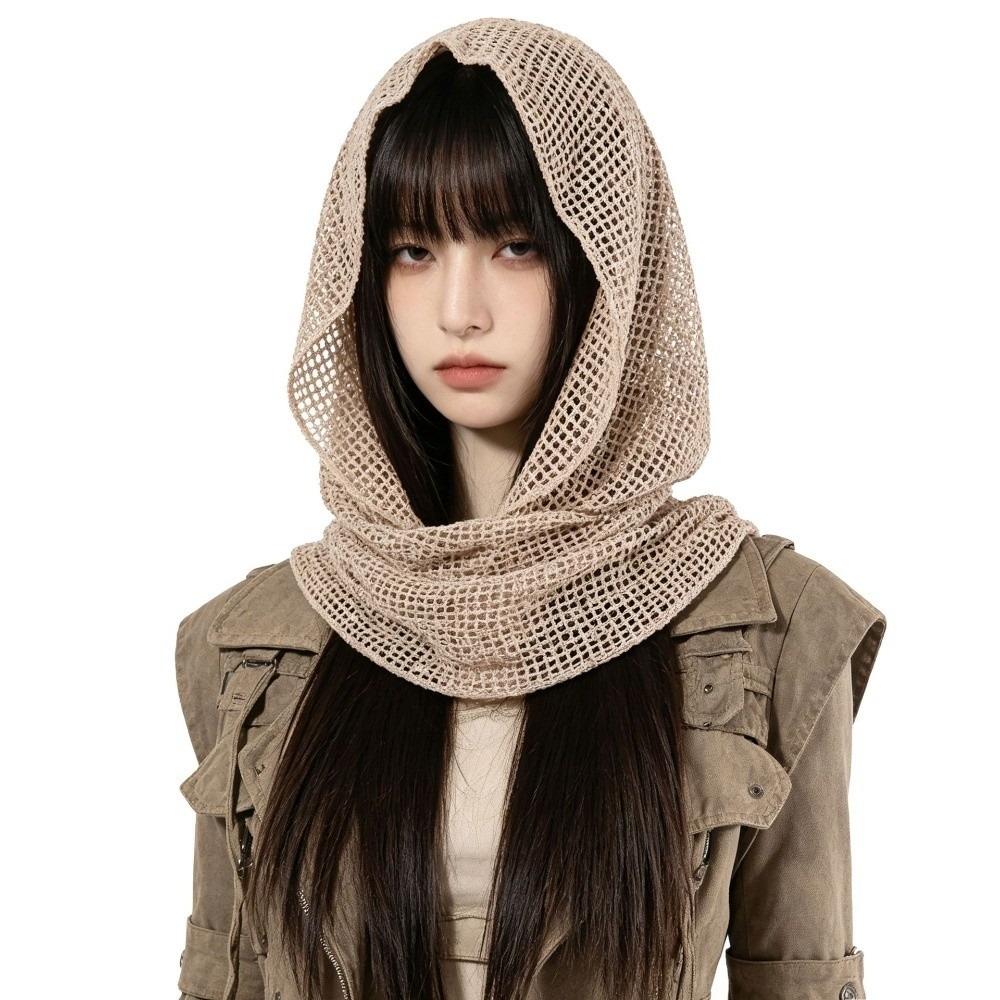 Solid Color Hooded Headscarf Y2k Head Wraps Fairy Shawl Cap Girl