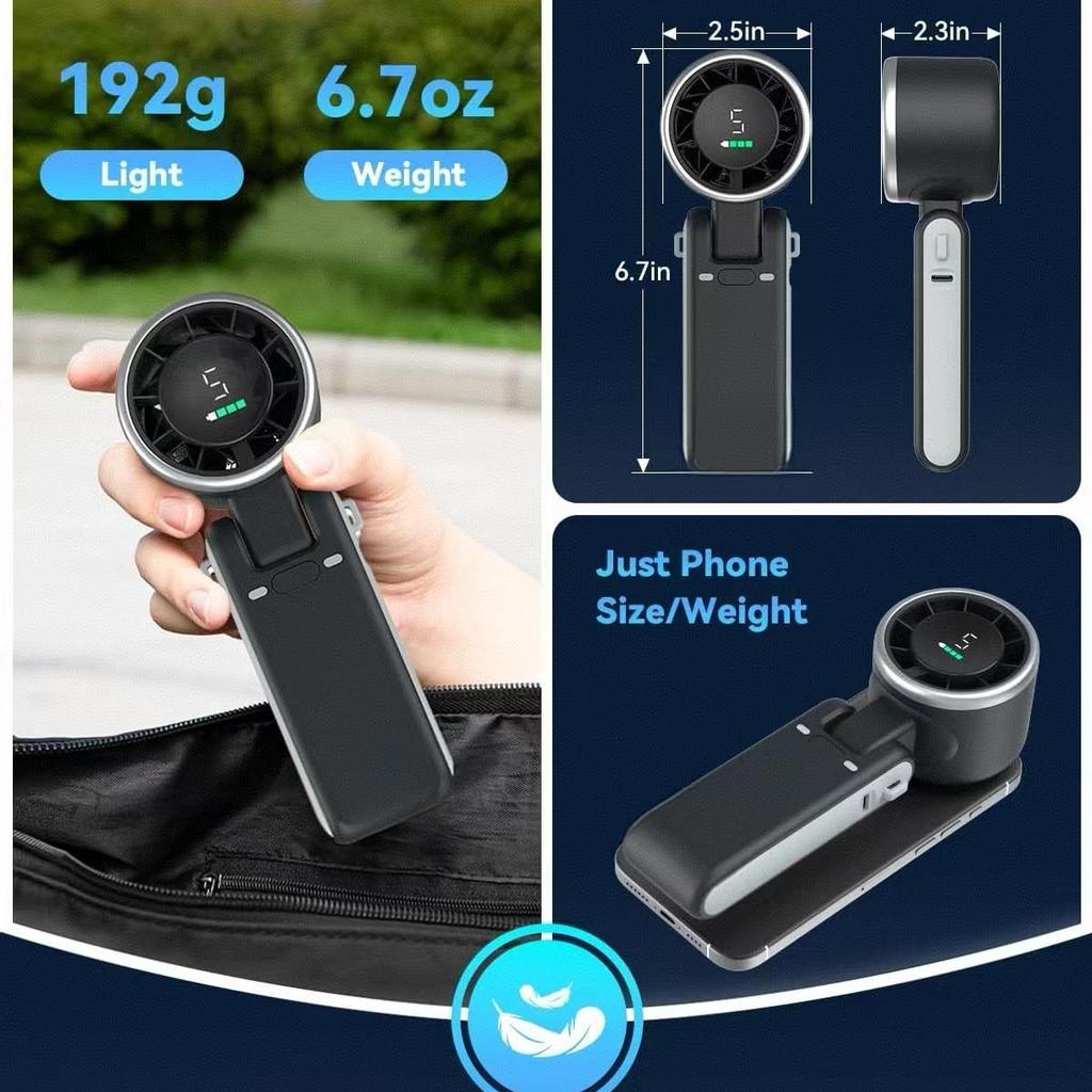 Portable Handheld Turbo Fan, 5 Gear Wind, 3 IN 1 Hand Fans with Air Turbo Tech Cooling Fan for Outdoor Activities, Travel, Beach