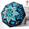 1pc Blue Floral Mandala Automatic Folding Umbrella. Casual Outdoor Accessory, for All Seasons Yy250924066
