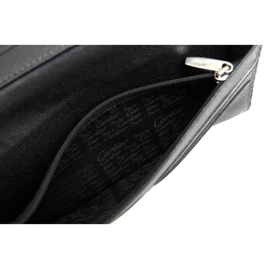 Used Cartier/Cartier Long Wallet Wallet Men's Men's Leather Genuine Leather Black L3000769 SANTOS DE CARTIER With Coin Purse Bifold