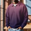 Men's Retro Half-Zip Collar Pullover, Long Sleeve Gradient Print Casual Top for Fall and Winter