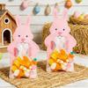 Easter Bunny Paper Card Candy Bag Cute Rabbit Chocolate Cookie Holder Packaging Bag for Easter Birthday Party Candy Dessert Wrapping Supplies