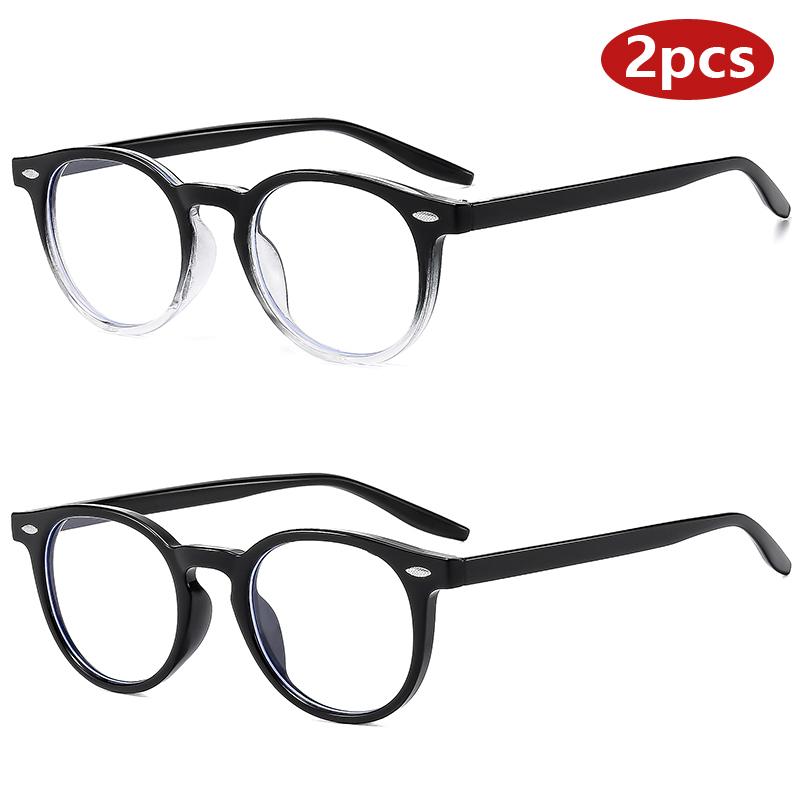 2pcs Luxury Round Eyeglasses Women Men Designer Small Glasses Anti Blue Light Driving Fashion Eyewear
