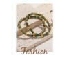 Niche Design Elegant Ancient-Style Gold-Plated Natural Stone Titanium Steel Bracelet for Women