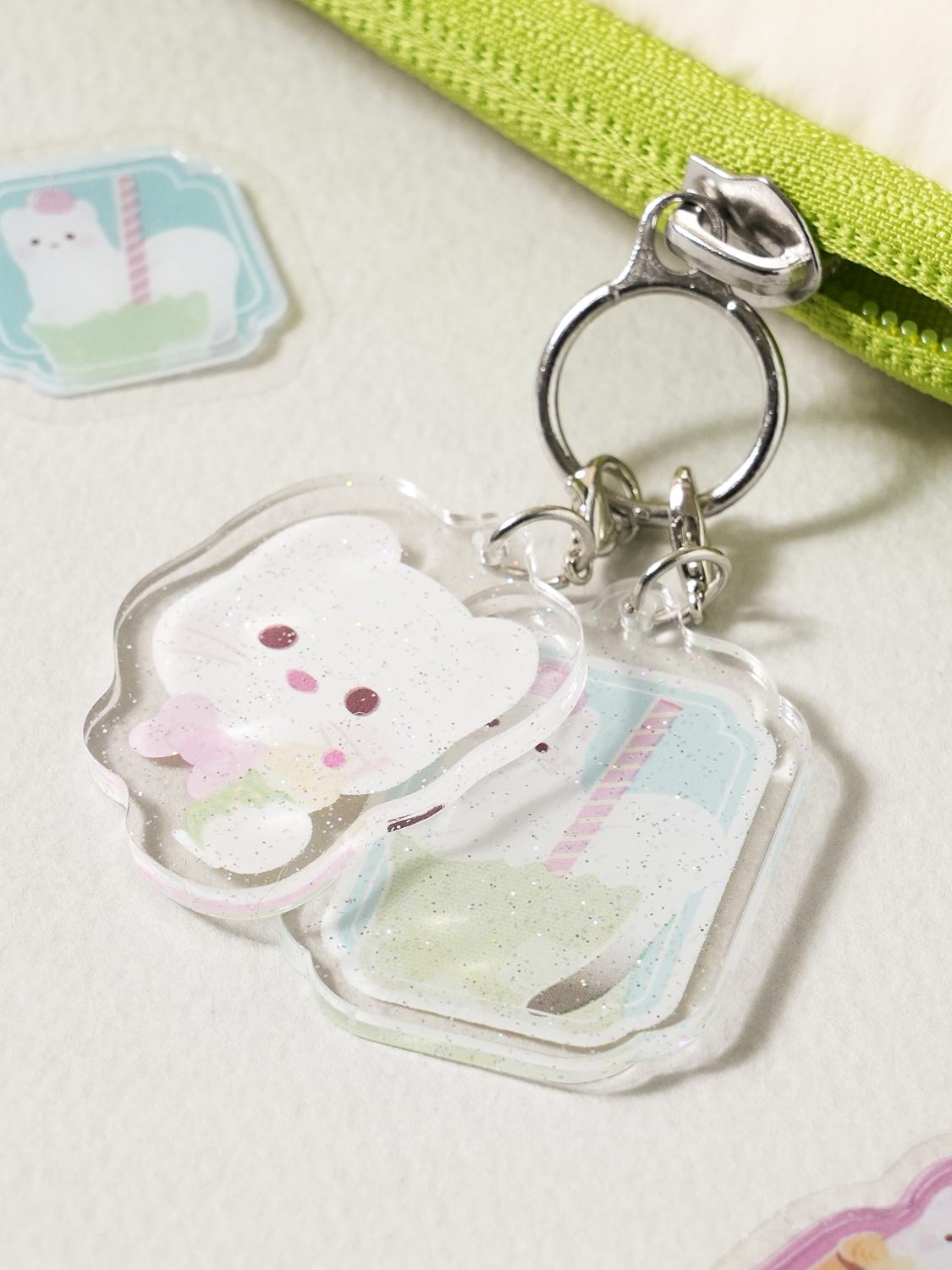 Daiso Cream Soda Glitter Acrylic Umbrella Charm  Pack Of 2