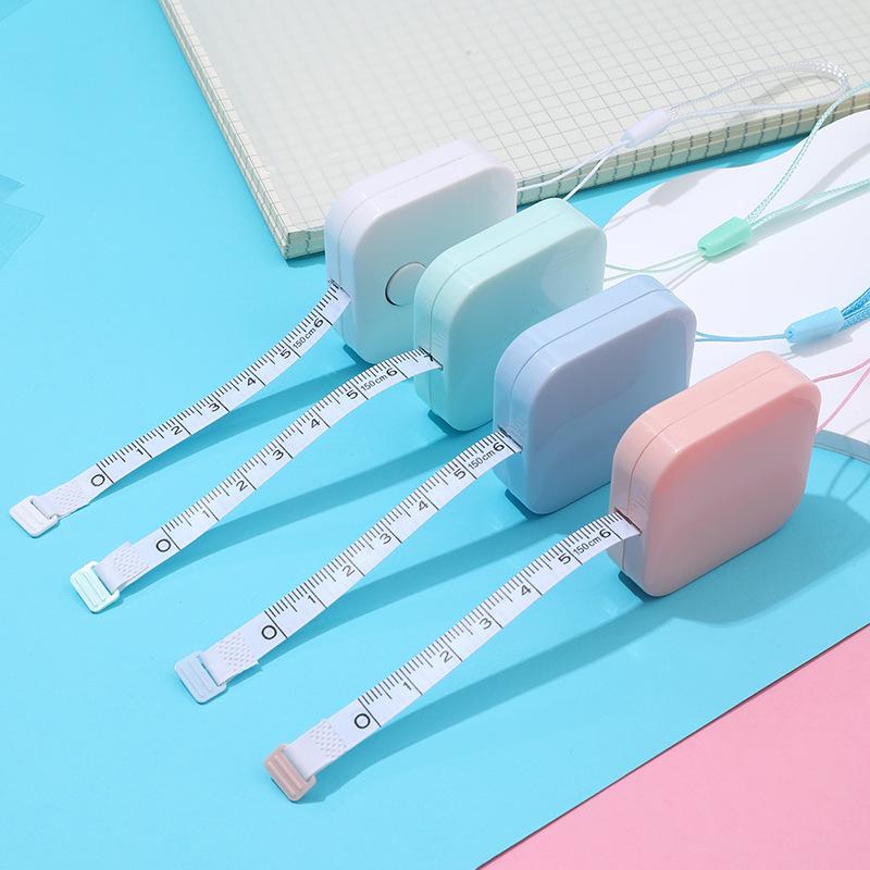 Nordic Macaron Color Portable Square Tape Measure with Lanyard - Automatic Retractable Soft Ruler for E-commerce and Waist Measurement