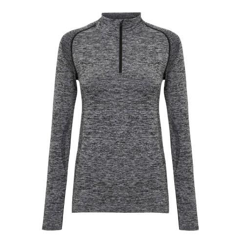 TriDri Nahtloses 3D-Fit-Multi-Sport-Performance-Top mit Reißverschluss für Damen/Damen