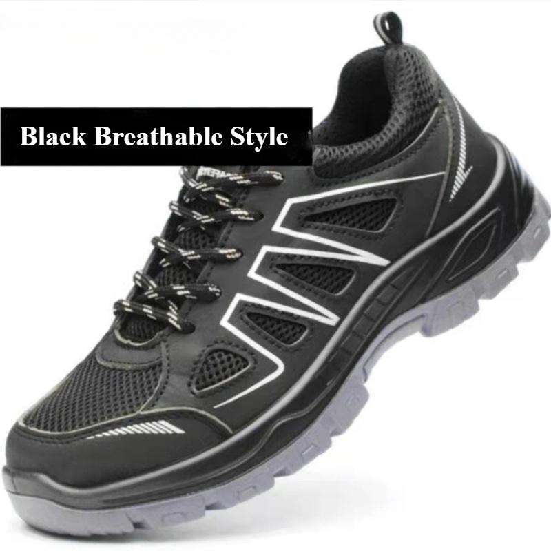 

Мужская и женская легкая дышащая стальная обувь Baotou Low Top Four Seasons с противоскользящей износостойкой защитой на месте 45 дымный черный