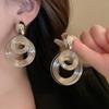 Large and Small Multi-layered Circle Silver Needle Earrings Fashion High-end Temperament Geometric Earrings for Women