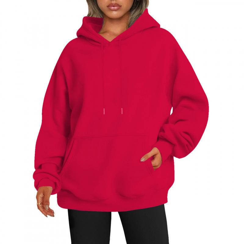 European and American Style Solid Color Women's Thick Hooded Sweatshirt, Autumn Edition, Customizable Logo.