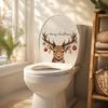 Festive Window Clings Christmas Elk Toilet Seat Cover Sticker, Cartoon Reindeer Lid Durable Waterproof Decals Decal, Self-Adhesive
