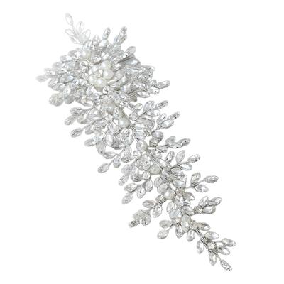 Elegant Pearls And Crystal Bridal Hair Comb Handcrafted Headpiece With Shimmering Rhinestones For Weddings Parties