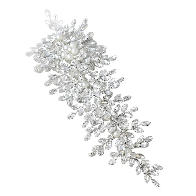 Elegant Pearls And Crystal Bridal Hair Comb Handcrafted Headpiece With Shimmering Rhinestones For Weddings Parties 1