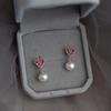 2025 New Trendy Temperament Natural Pearl Earrings Versatile Personality Red Love Earrings Earrings Simple Design Women