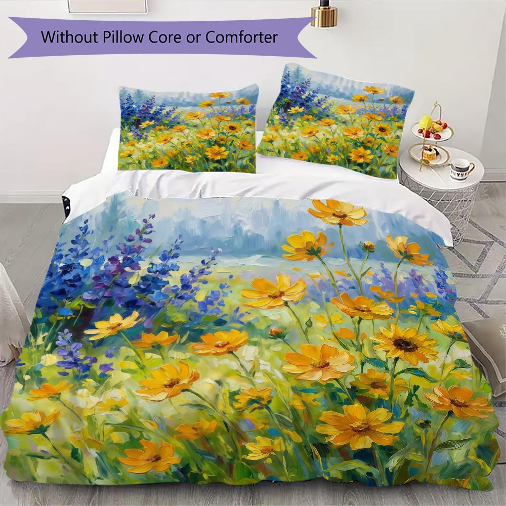 Green Lily Valley Pattern Bedding uilt Set uilt Cover Pillowcase Home Decoration Birthday Gift (1 * duvet cover + 2 * pillowcase without core)