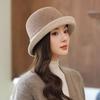 Wool Felt Hat Women's Autumn and Winter Fashion Retro Bow Warped Edge Elegant Celebrity Top Hat Bucket Hat