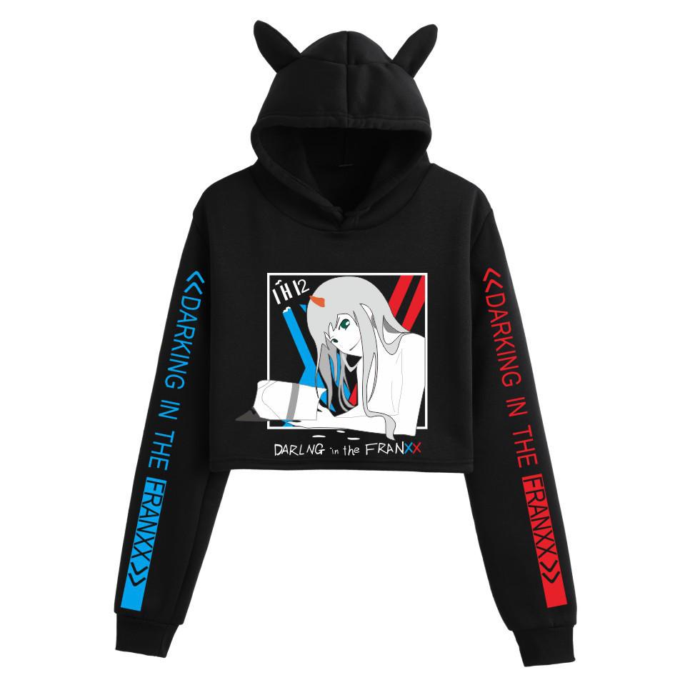 Zero Two Darling in the Franxx Anime Cropped Hoodie
