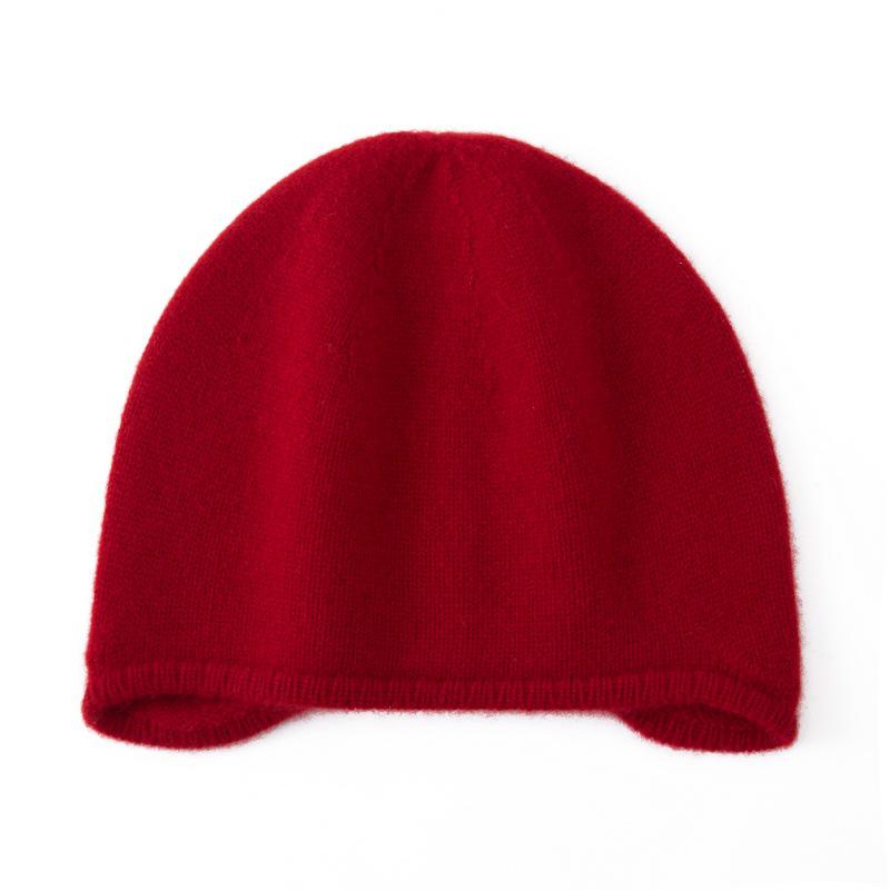 Women s 100% Pure Cashmere Knit Hat - Warm, Versatile, New Autumn/Winter Style One Size вишня/красный