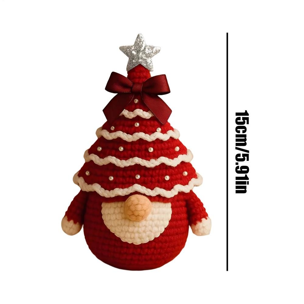 DIY Crochet Christmas Tree Gnome Kit DIY Crochet Knitting Material Kit DIY Craft Knitting Christmas Tree Gnome Kit for Beginners красный