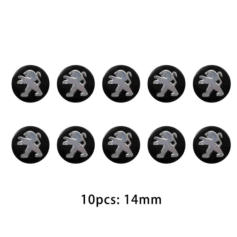 5/10 ks 14mm Samolepky s emblémem klíče od auta Příslušenství Vhodné pro Peugeot 307 308 206 207 208 407 508 5008 106 107 205 4008 301