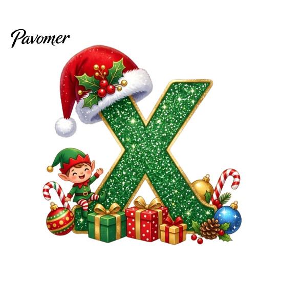 Holiday Tree Hanging Decor Personalized 26 Alphabet Christmas Ornament with Santa Hat Elf Design, Acrylic Cute Pendant for Mantel And Party