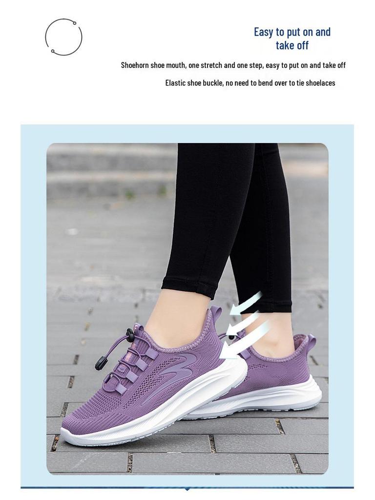 Women's Lightweight Breathable Mesh Sneakers - Non-Slip Soft Sole Walking Shoes for Middle-Aged & Elderly