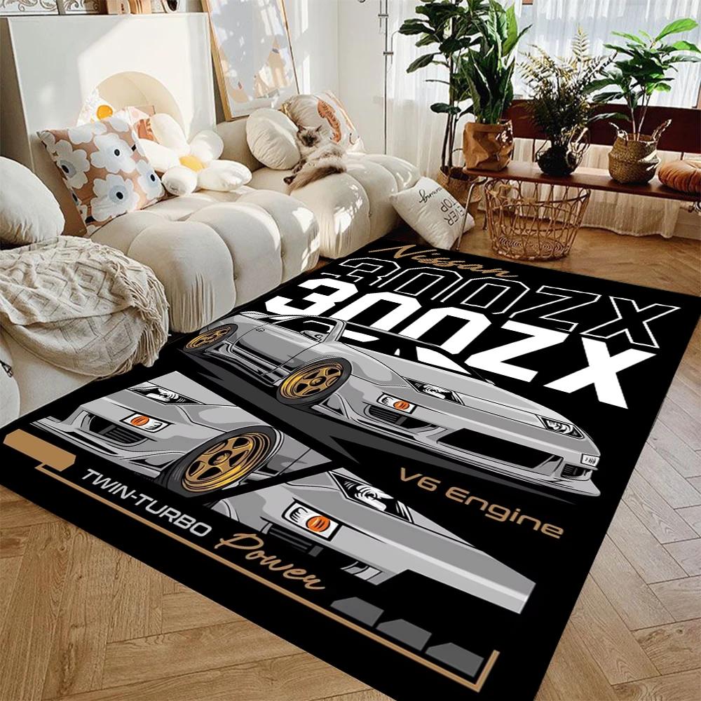 

Dynamic Racing Car Print Floor Rug Non Slip Living Room Carpet Boys Bedroom Mat Washable Sofa Area Decor for Auto Enthusiasts 40x60cm