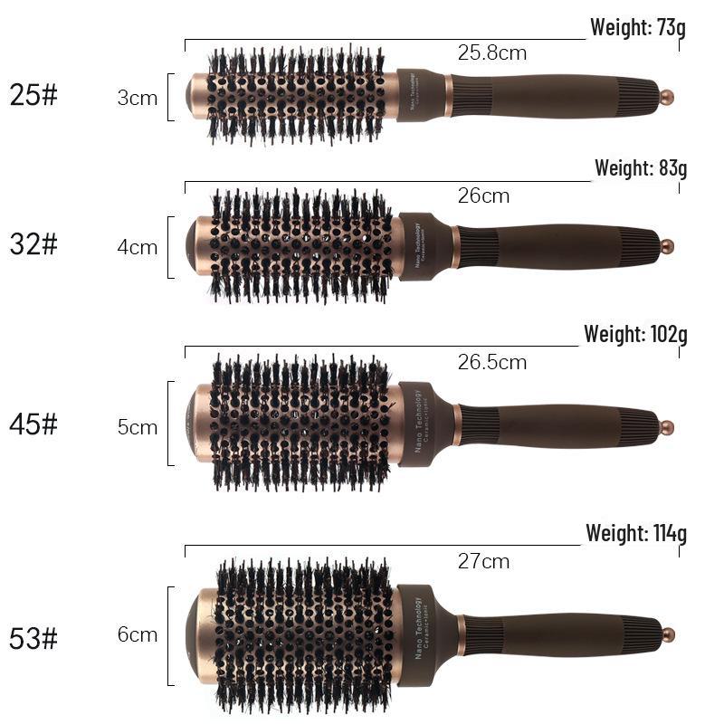Ceramic Boar Bristle Round Comb with Aluminum Tube