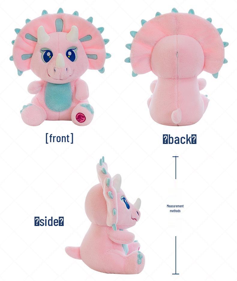 Pink Triceratops Dinosaur Plush Toy - Cartoon Jurassic Series Stuffed Animal Doll