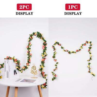 1pcs Artificial Flowers Vine Rose Fake Flower Home Room Decor DIY Wedding Decoration Wall Hanging Garland Plants