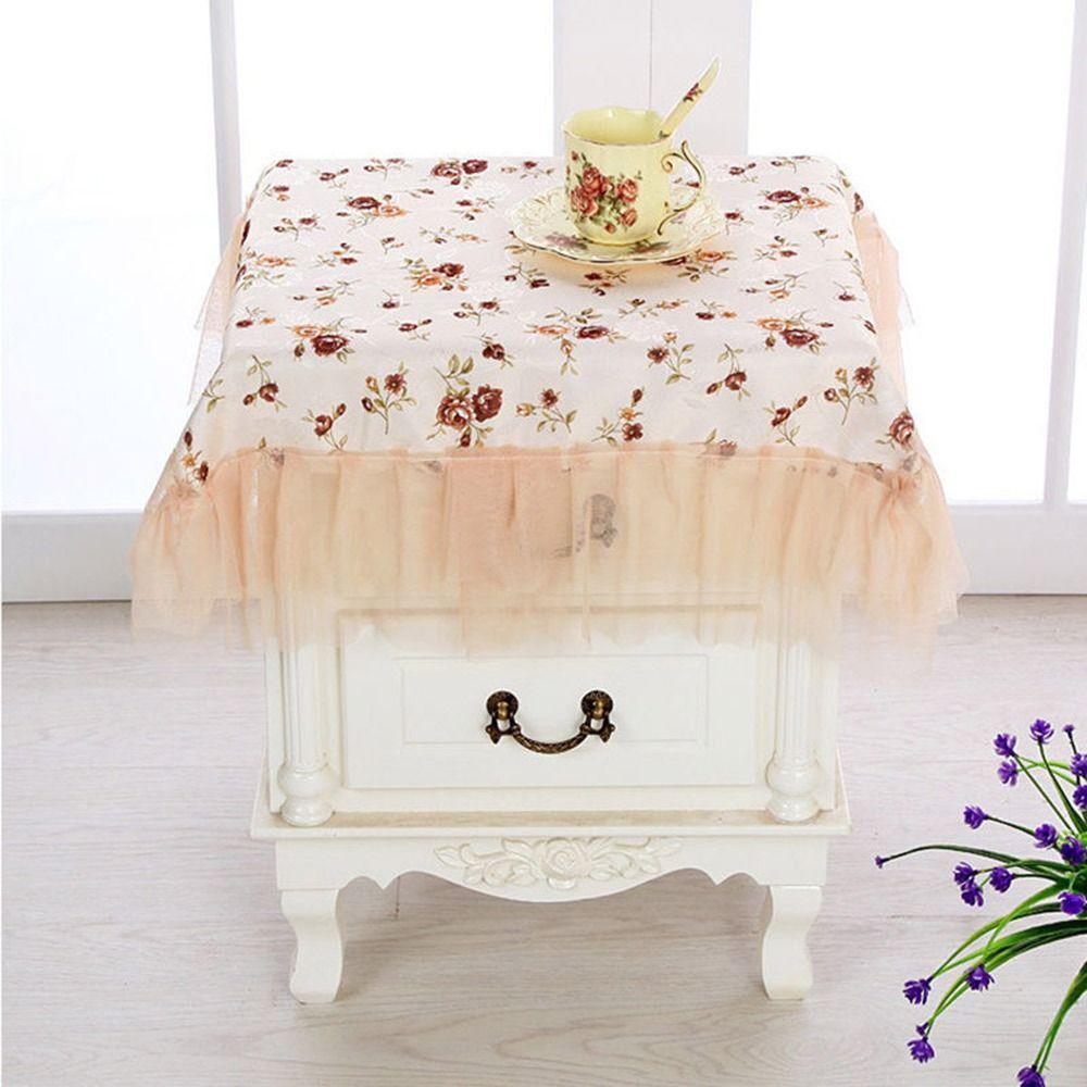 75*80cm Bedside Cabinet Tablecloth Universal Protective Towel Flower Lace Embroidery Table Cloths