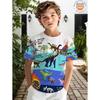Cartoon Dinosaur Print Boys' T-Shirt Cute Graphic Summer Short Sleeve Tops O-Neck Outdoor Streetwear Casual Children's Clothing
