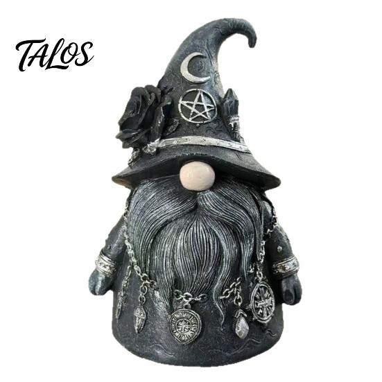 Witch-themed Display Wizard Hat Faceless Gnome Figurine, Mystical Home Decor Statue with Crescent Pentagram Black Rose Study Desk Ornament Rune