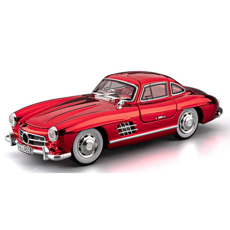 1/24 Scale Benz 300SL Classic Car Alloy Metal Diecast Car Model Sound & Light Collect Hobby Desktop Decorative Ornament Gift