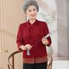 Elderly Women's Floral Tang Suit Style Seven-Sleeve Shirt