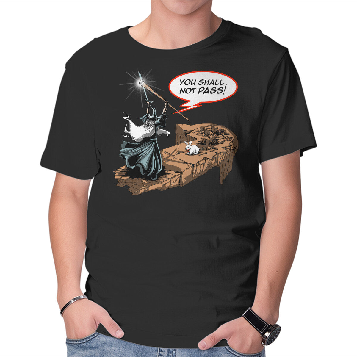 Unisex Crew Neck T-Shirt You Shall Not Pass Rabbit Graphic Short Sleeve Casual Tee XXXL