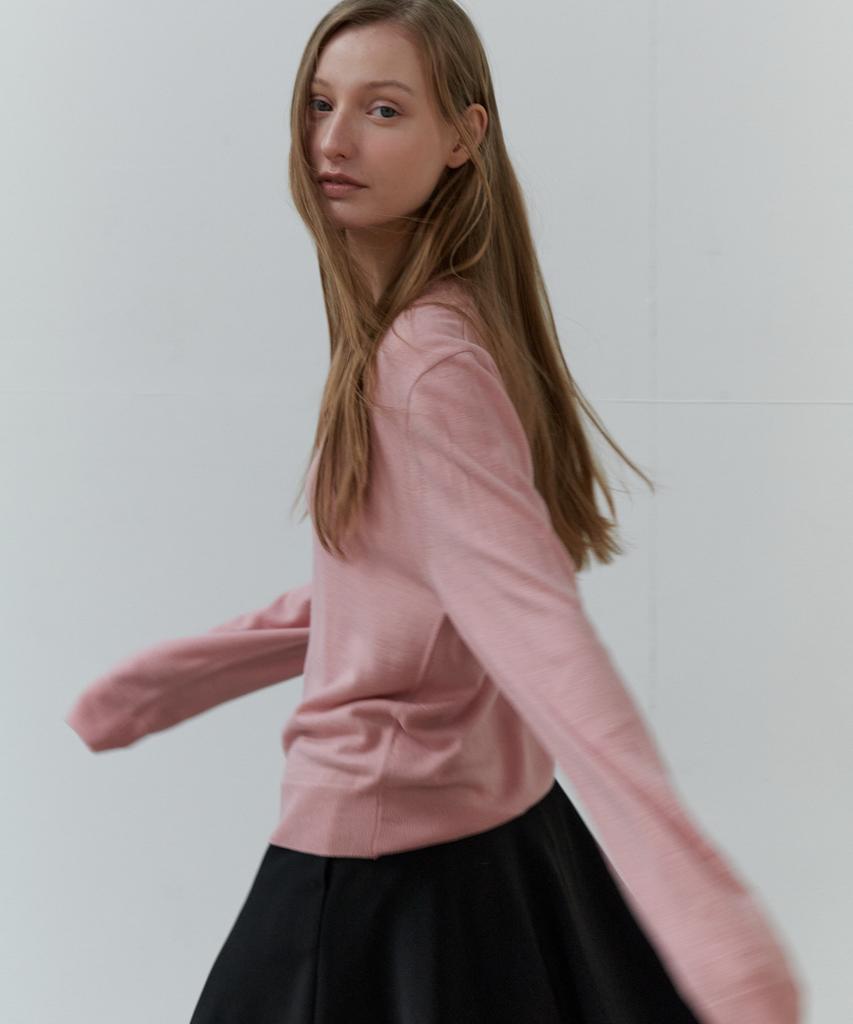 SO IR V Neck Basic Knit - Pink