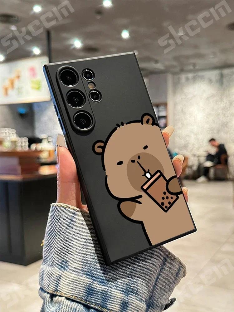 Cartoon Cute Capybara Phone Case For Samsung Galaxy S24 Ultra S23 FE S22 S20 Plus A73 A72 A71 A55 A54 A51 A50 A35 A15 Cover
