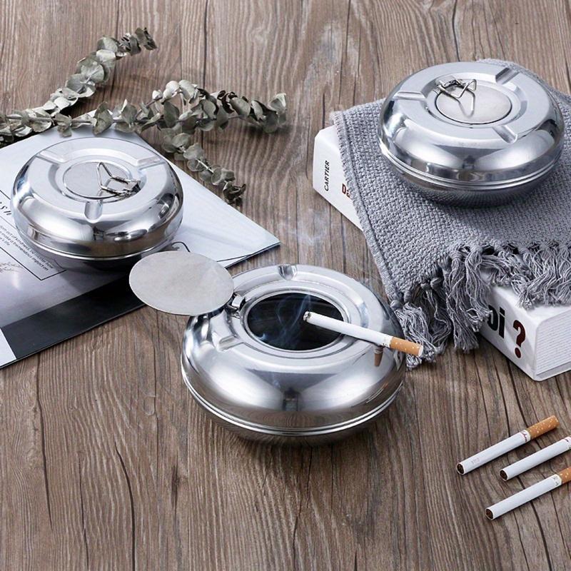 Stainless Steel Ashtray with Lid - Windproof, Rust Proof, Suitable for Home, Office, and Outdoor Use