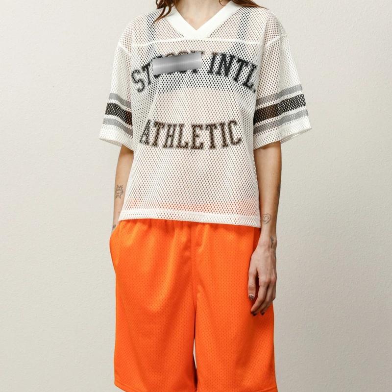 T-shirt tendance à imprimé lettre et grille respirante, style hip-hop, pour homme et femme, printemps/été