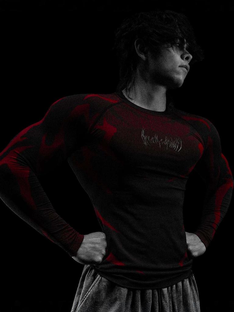 Breathedivinity Heren Sneldrogend Longsleeve Bedrukt Hardloopshirt