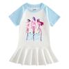 Kpop Monster Hunter Girls' Summer Pleated Dress - Stylish Color Block Ruffle Skirt for Children