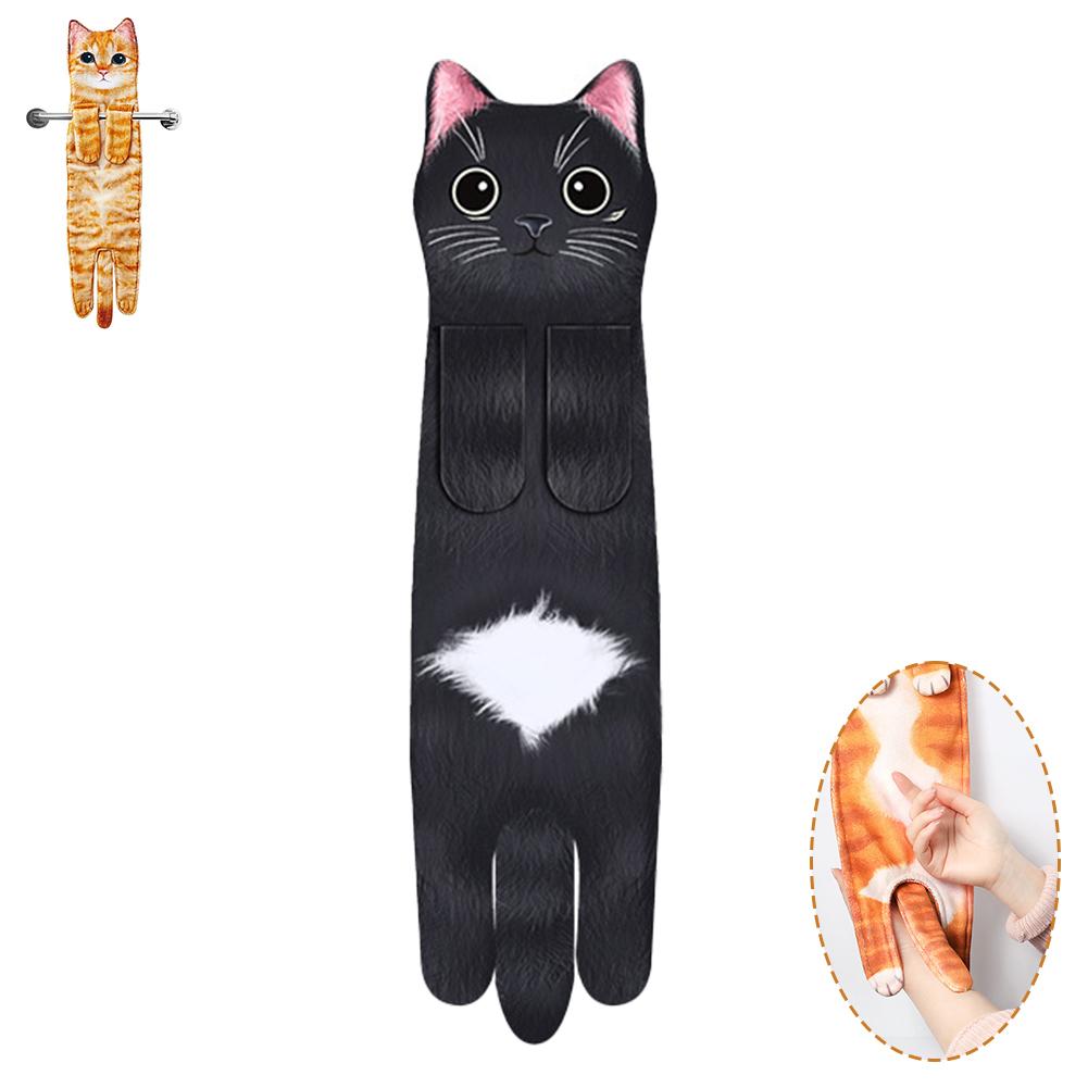 Funny Cat Hand Towel for Kitchen and Bathroom,  Cute Cat/Dog Decorative Hanging Towels Soft Christmas Cat Lovers Gifts for Women