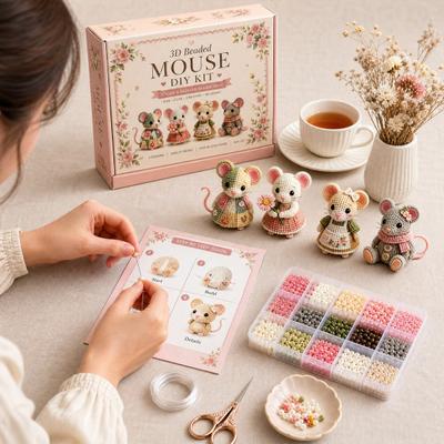 Kit de Meșteșug cu Mărgele 3D, Set Artă cu Mărgele Handmade DIY, Vaci Drăguțe, Păsări, Ciuperci Kit de Mărgelărie pentru Începători, Entuziaști ai Meșteșugurilor,