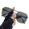 New retro double beam sunglasses men's big box trendy UV-proof sunglasses women's plain black frame sunglasses